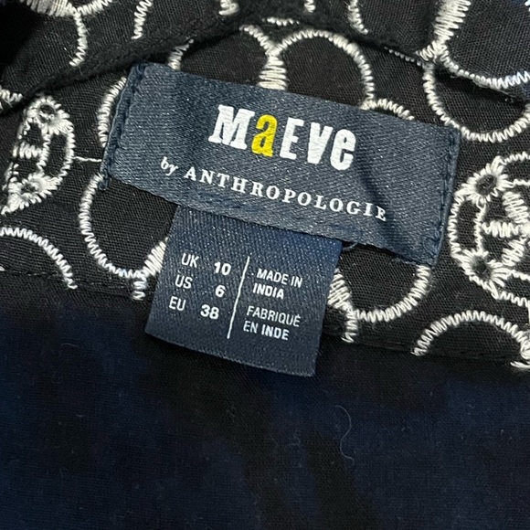 ❣️MAEVE Anthropologie Crop Top Brodé Noir et Blanc (Taille 6) - Picture 8 of 10